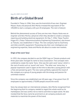Birth of a Global Brand