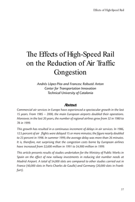The Effects of High-Speed Rail on the Reduction of Air Traffic Congestion