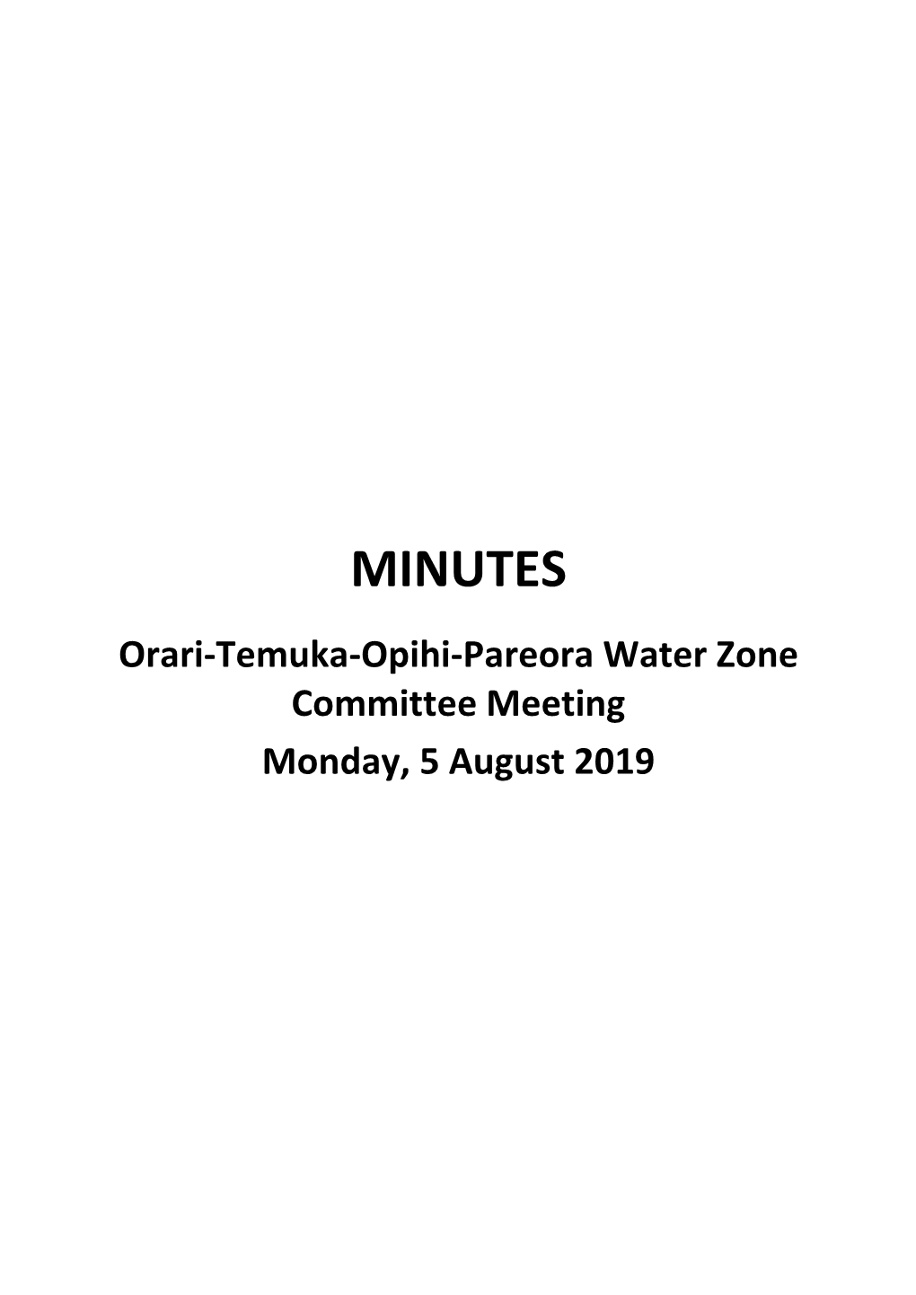 Minutes of Orari-Temuka-Opihi-Pareora Water Zone Committee Meeting