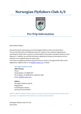 Pre-Trip Information (Pdf)