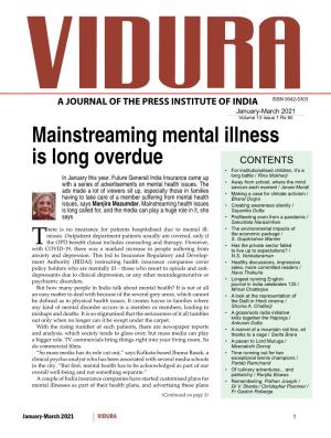 Mainstreaming Mental Illness Is Long Overdue