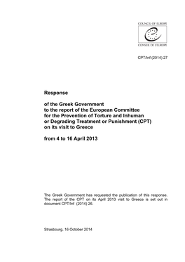 Response of the Greek Government to the Report of the European