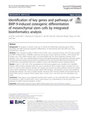 Identification of Key Genes and Pathways of BMP-9-Induced