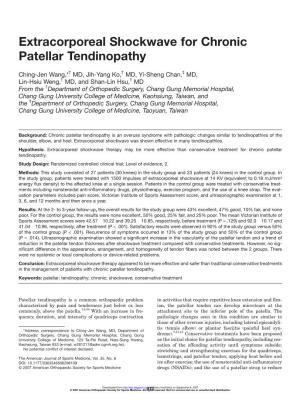 Extracorporeal Shockwave for Chronic Patellar Tendinopathy