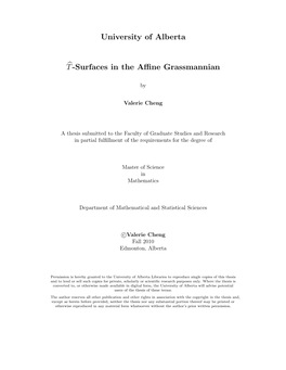 University of Alberta ̂T-Surfaces in the Affine Grassmannian