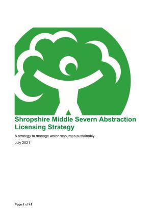 Shropshire Middle Severn Abstraction Licensing Strategy