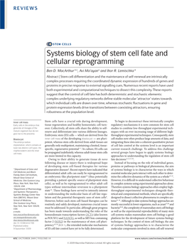 Systems Biology of Stem Cell Fate and Cellular Reprogramming