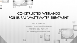 Constructed Wetlands for Rural Wastewater Treatment