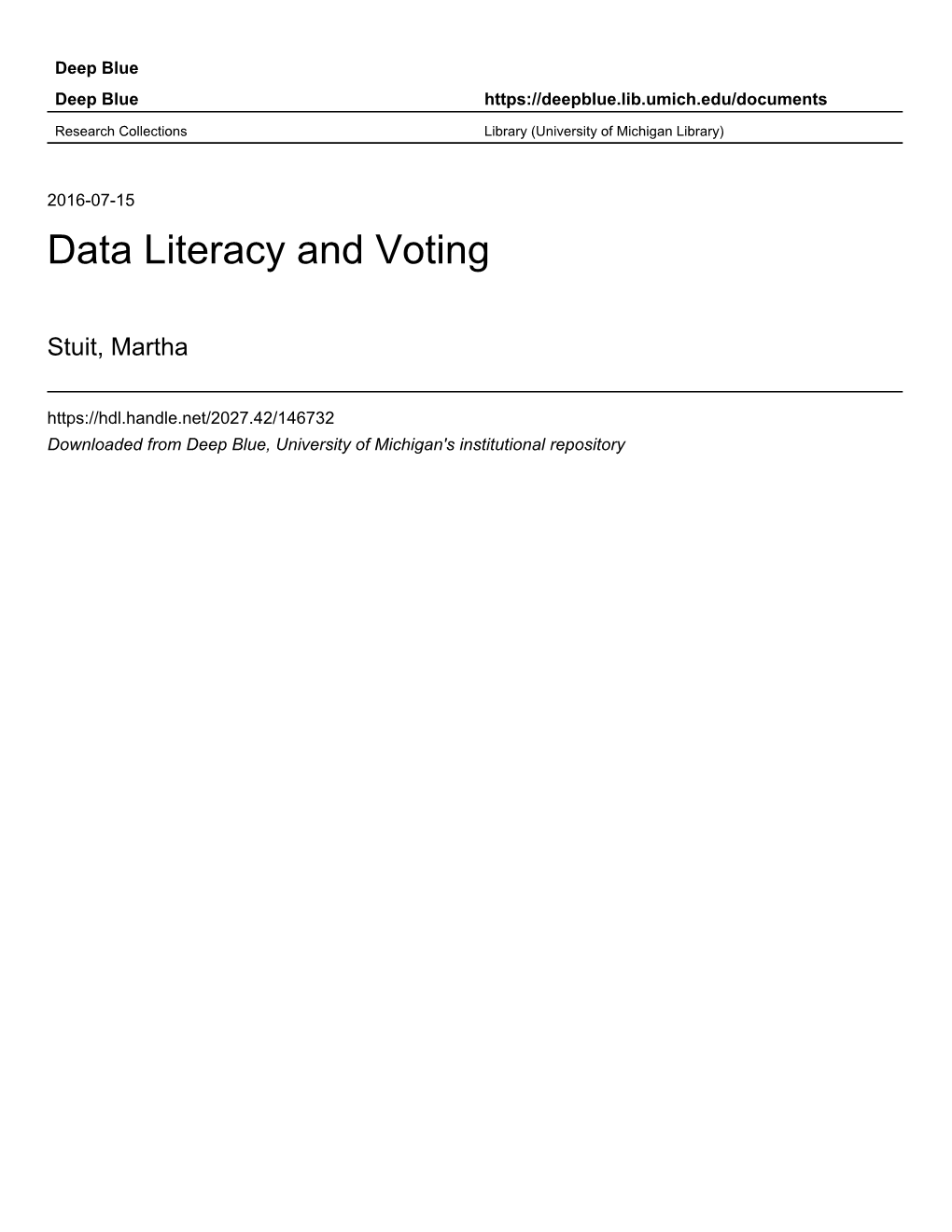 Data Literacy and Voting