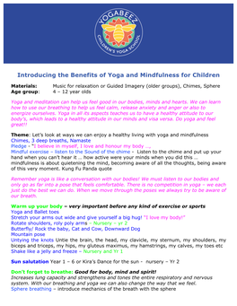 Introducing the Benefits of Yoga and Mindfulness for Children