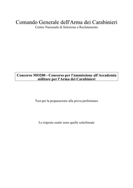 Comando Generale Dell'arma Dei Carabinieri Centro Nazionale Di Selezione E Reclutamento