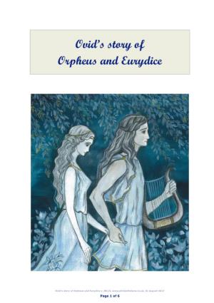 Ovid's Story of Orpheus and Eurydice V