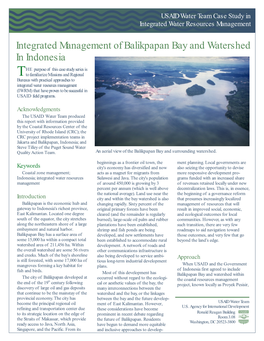 Integrated Management of Balikpapan Bay and Watershed in Indonesia