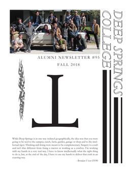 Alumni Newsletter #95 Fall 2018