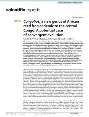 Congolius, a New Genus of African Reed Frog Endemic to The