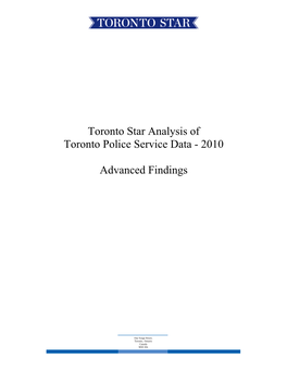 Toronto Star Analysis of Toronto Police Service Data - 2010