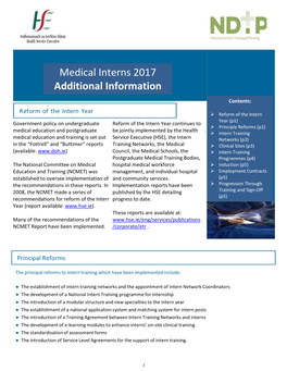 Medical Interns 2017 Additional Information