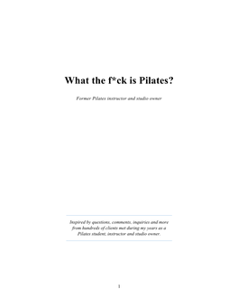 What the F*Ck Is Pilates?