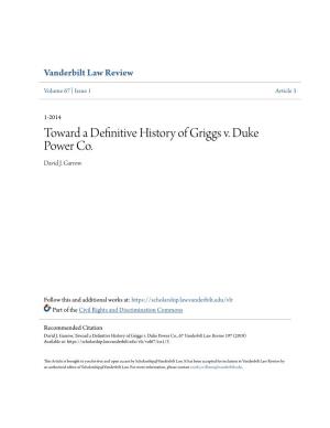 Toward a Definitive History of Griggs V. Duke Power Co