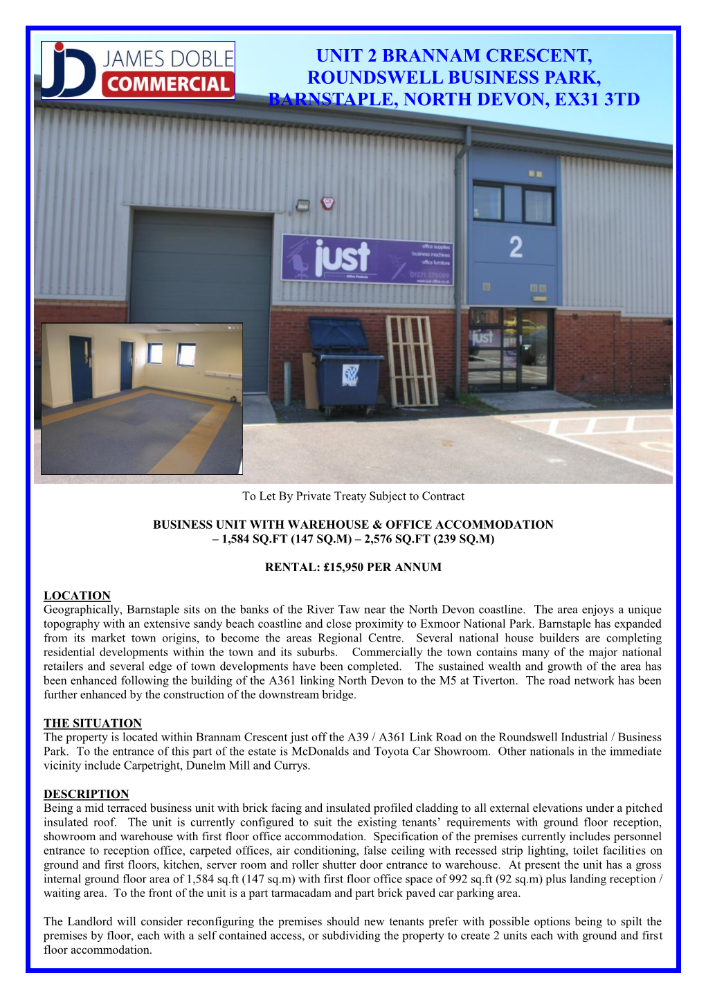 Unit 2 Brannam Crescent, Roundswell Business Park, Barnstaple, North Devon, Ex31 3Td