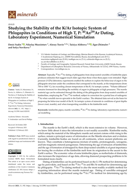 Studying the Stability of the K/Ar Isotopic System of Phlogopites in Conditions of High T, P: 40Ar/39Ar Dating, Laboratory Experiment, Numerical Simulation