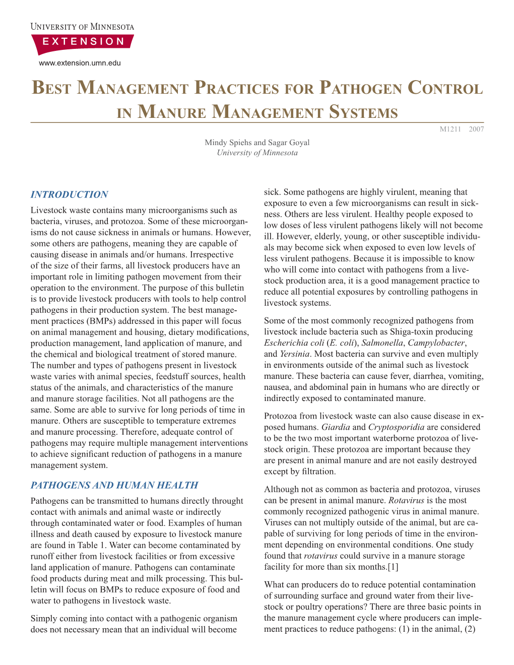 Best Management Practices for Pathogen Control in Manure Management Systems 2