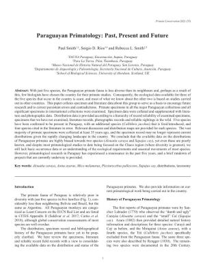 Paraguayan Primatology: Past, Present and Future
