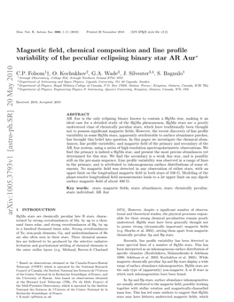 Magnetic Field, Chemical Composition and Line Profile Variability of The