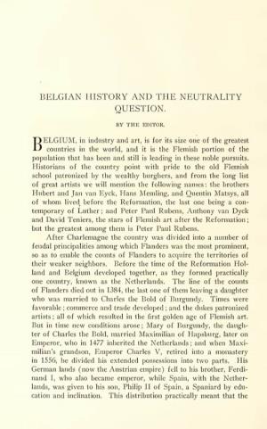 Belgian History and the Neutrality Question