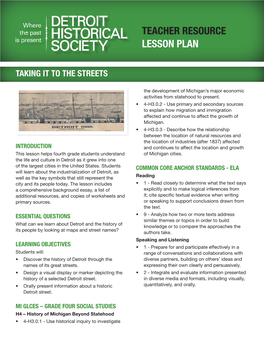 Teacher Resource Lesson Plan