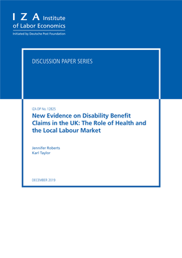 New Evidence on Disability Benefit Claims in the UK: the Role of Health and the Local Labour Market