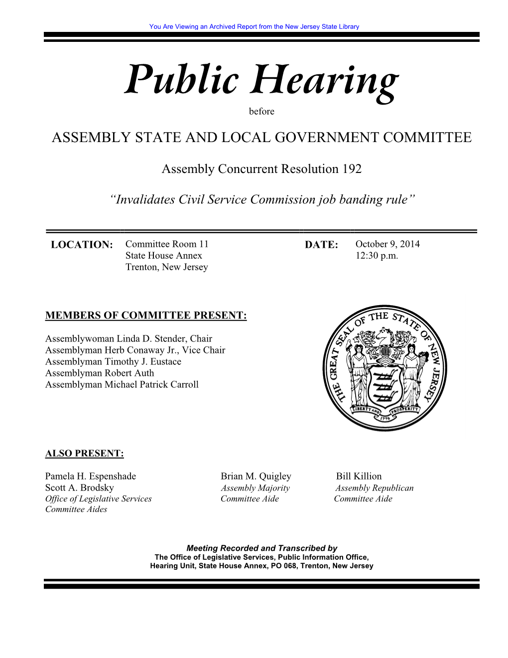 Public Hearing Before