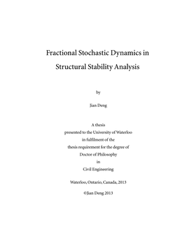 Fractional Stochastic Dynamics in Structural Stability Analysis