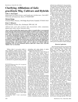 Clarifying Affiliations of Salix Gracilistyla Miq. Cultivars and Hybrids