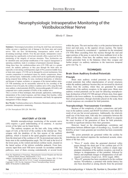 Neurophysiologic Intraoperative Monitoring of the Vestibulocochlear Nerve