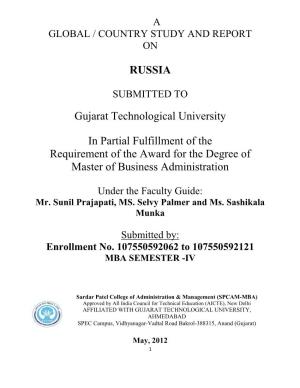 RUSSIA Gujarat Technological University in Partial Fulfillment Of