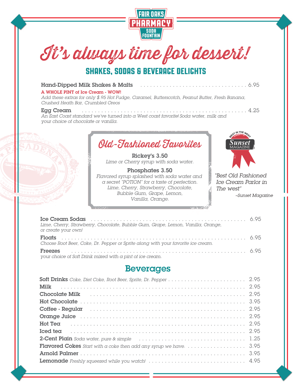 Dessert Menu