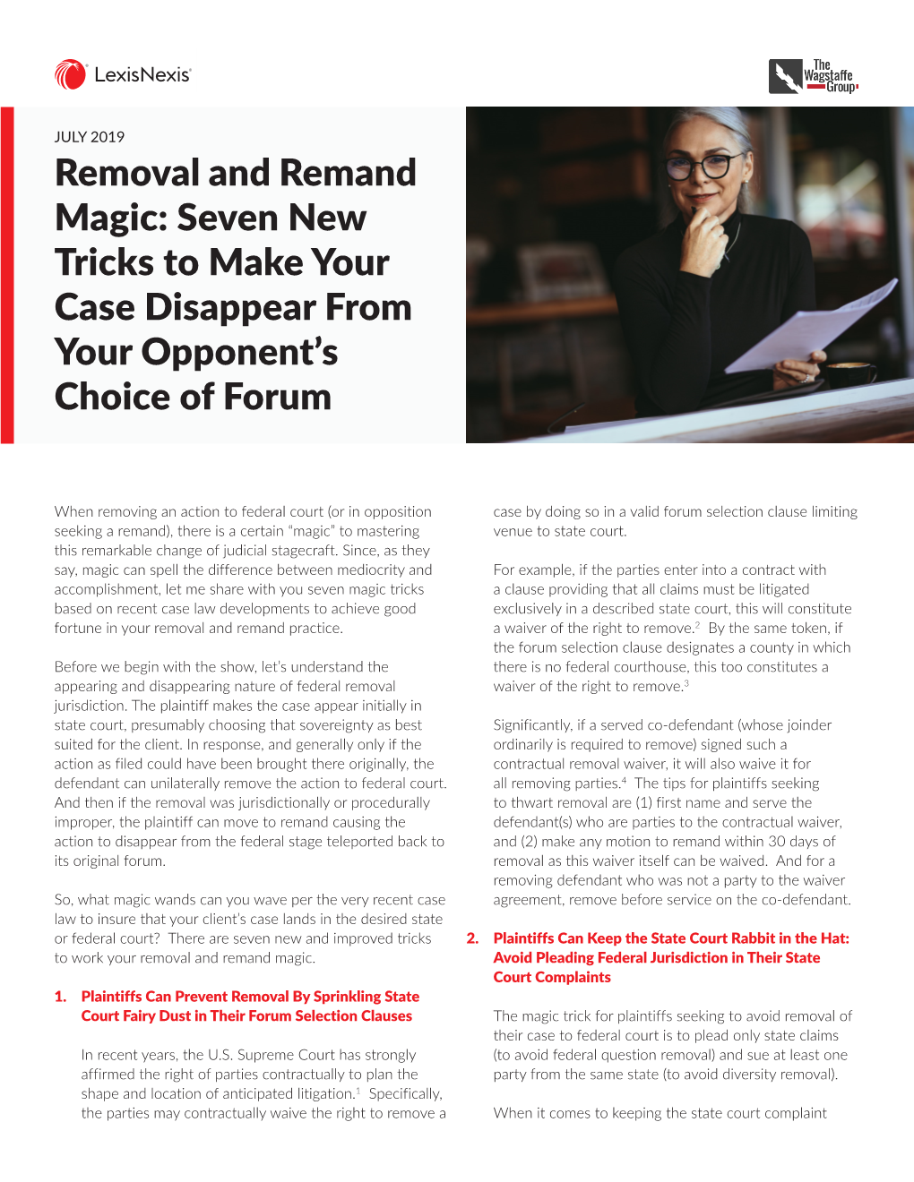 Removal and Remand Magic: Seven New Tricks to Make Your Case Disappear from Your Opponent's Choice of Forum