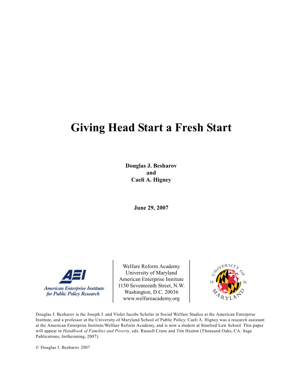 Giving Head Start a Fresh Start