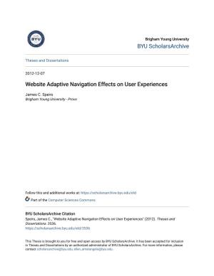 Website Adaptive Navigation Effects on User Experiences