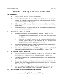 Jeroboam: the King Who Threw Away a Gift