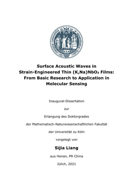 Surface Acoustic Waves in Strain-Engineered Thin (K,Na)Nbo3 Films