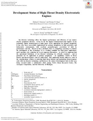 Development Status of High-Thrust Density Electrostatic Engines