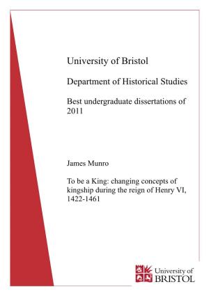 Changing Conceptions of Kingship During the Reign of Henry VI, 1422