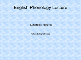 English Phonology Lecture