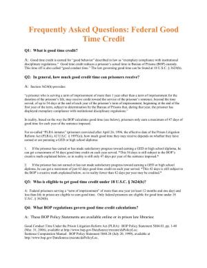 Federal Good Time Credit