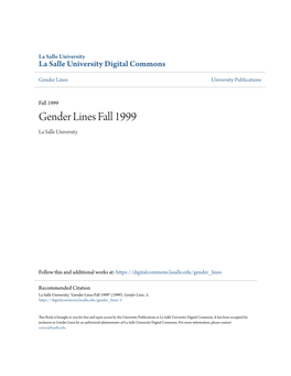 Gender Lines Fall 1999 La Salle University