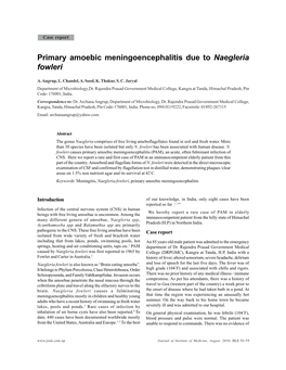 Primary Amoebic Meningoencephalitis Due to Naegleria Fowleri