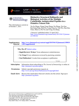 Primitive Teleost Fish Cathelicidin Antimicrobial Peptides in a Biological Activities of the Multiple Distinctive Structural