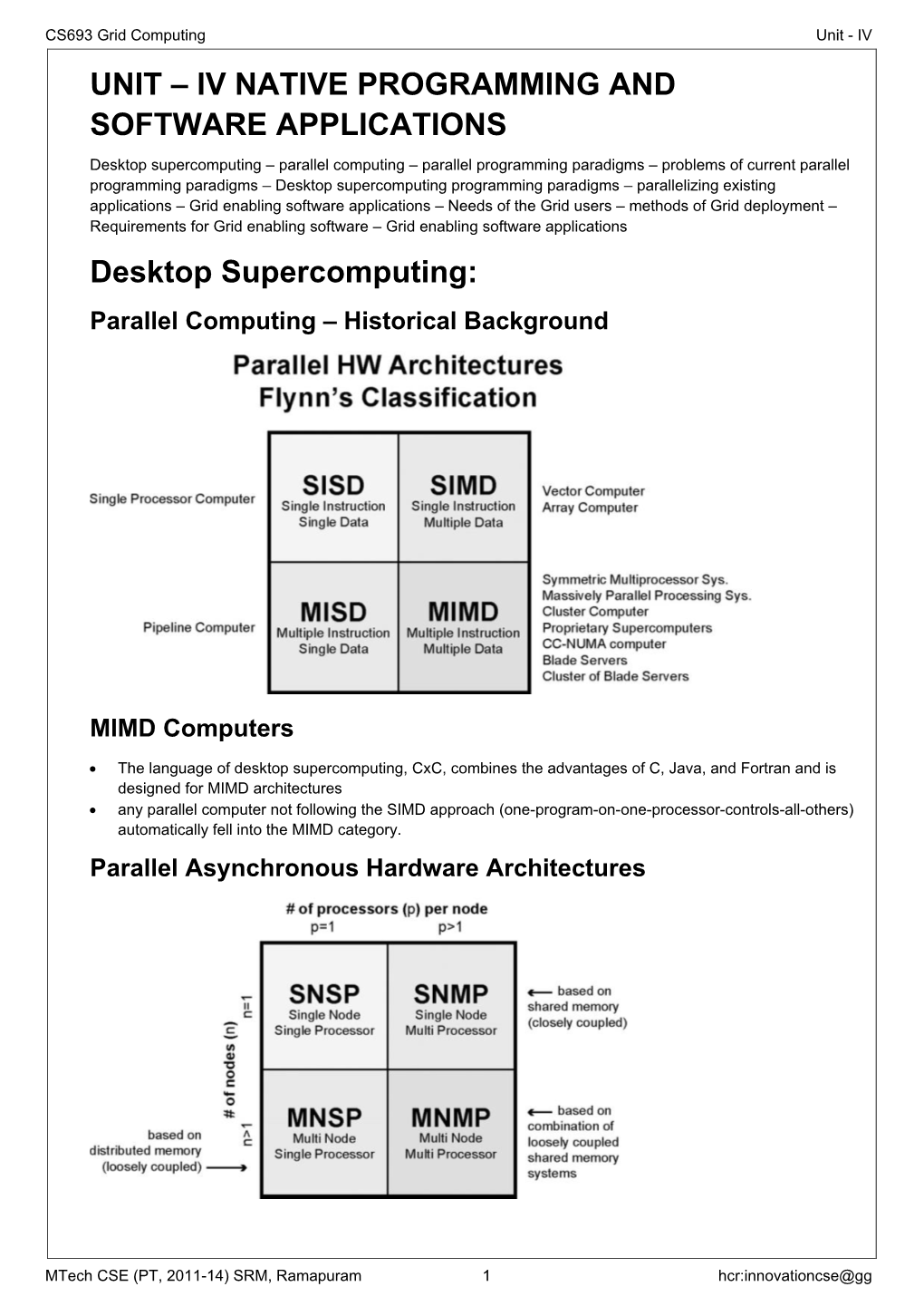 UNIT – IV NATIVE PROGRAMMING and SOFTWARE APPLICATIONS Desktop Supercomputing